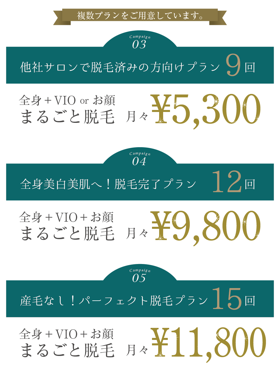 複数プランをご用意しています。